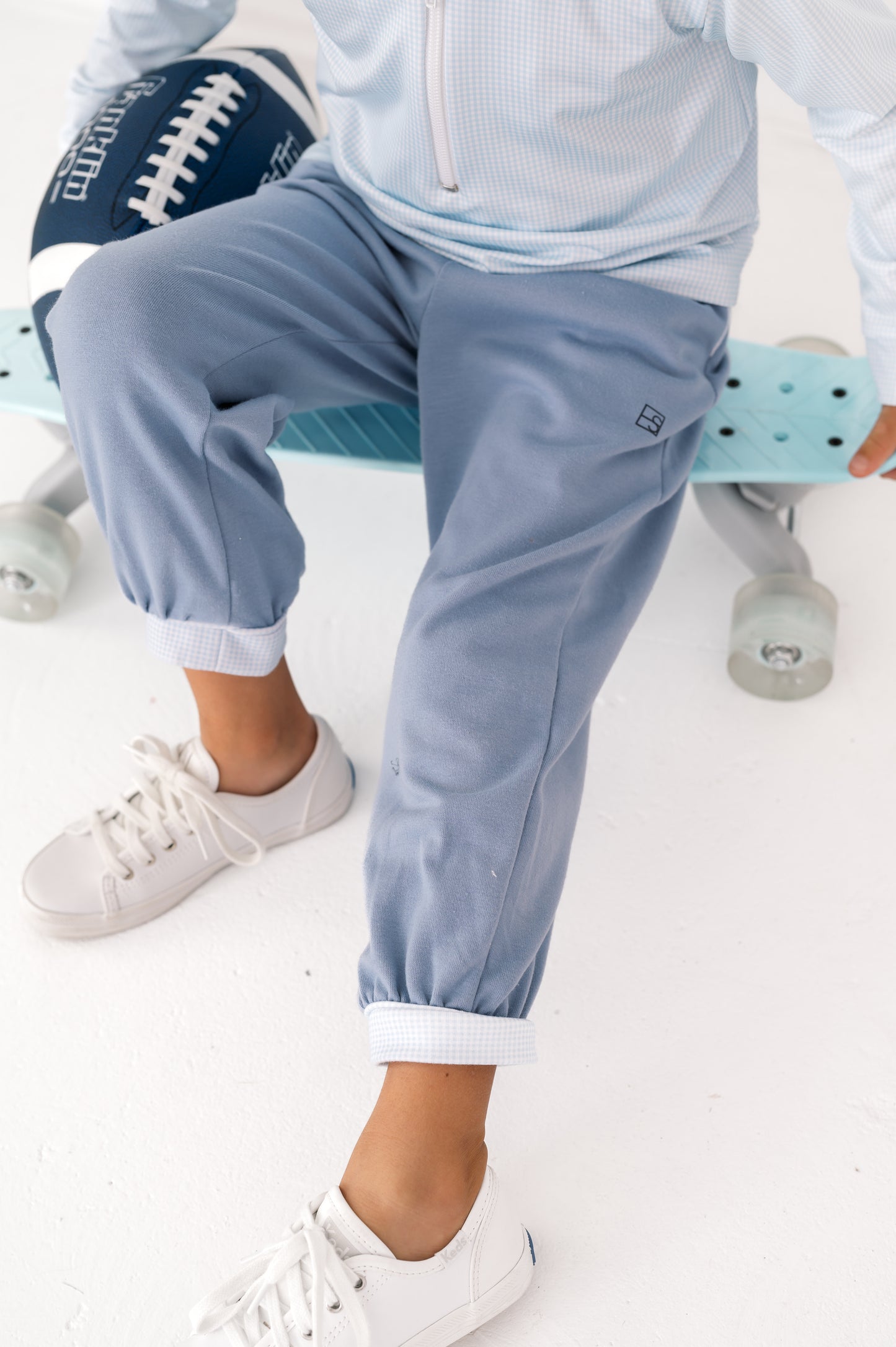 Beloved Banded Pant - Lake Blue, Cotton Candy Blue Minigingham