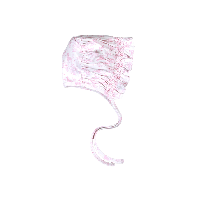 Baby Loren Pink Safari Smocked Bonnet