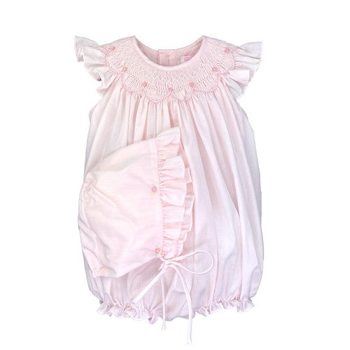 Rosebud Smocked Bishop Bubble & Bonnet
