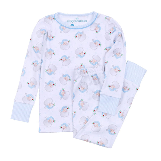 Santa Baby Blue Long Sleeve Pima Two Piece