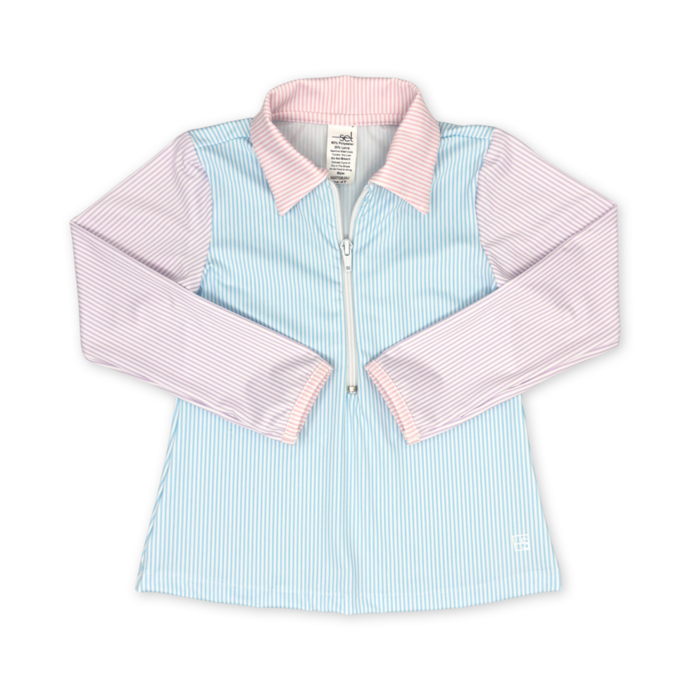 Heather Half Zip - Cotton Candy Ministripe